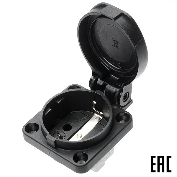 Розетка Schuko на поверхность 50х50 с/п 2Р+Е 16А 250В IP54 черная PCE 105-0s