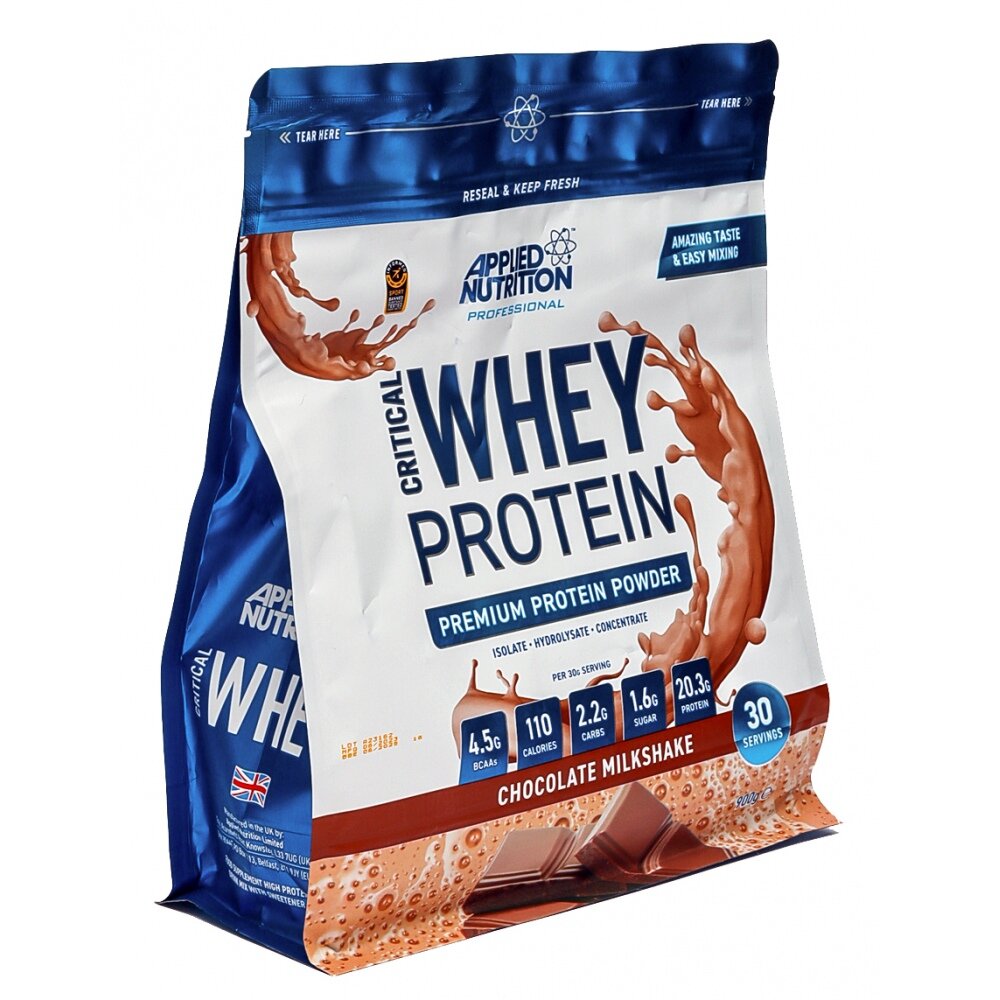 Протеин сывороточный Applied Nutrition Critical Whey Protein, 900 г / Пакет, Вкус Chocolate Milkshake / Шоколадный Молочный Коктейль