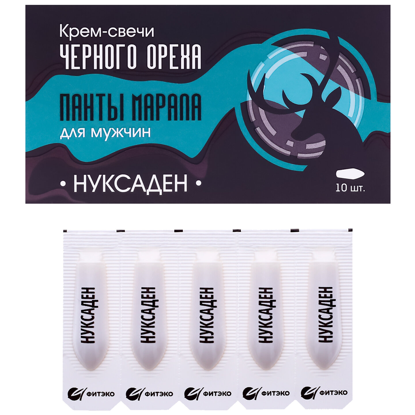 Картинки Свечи "Нуксаден" "Панты марала". Для мужского здоровья, 10 штук - Фитэко