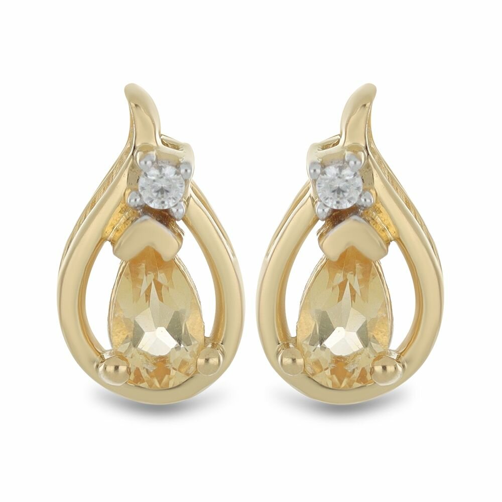 Серьги Ювелирия, серебро, 925 проба, цитрин, циркон