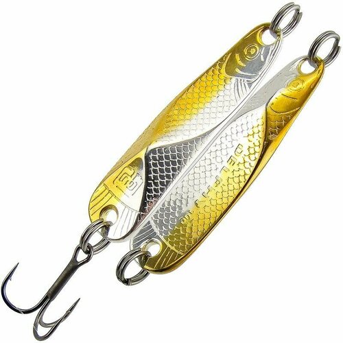 Блесна литьевая из латуни на жереха, покрыта золотом и серебром RB Делфи 21 гр - 4