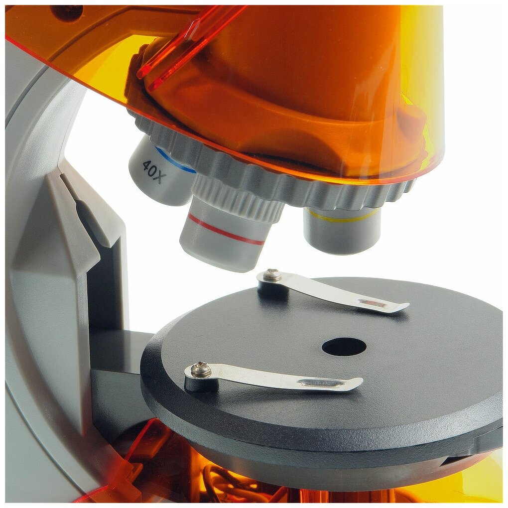Микроскоп Микромед Атом 40x-640x (апельсин), подсветка, биологический, монокуляр — фото 1