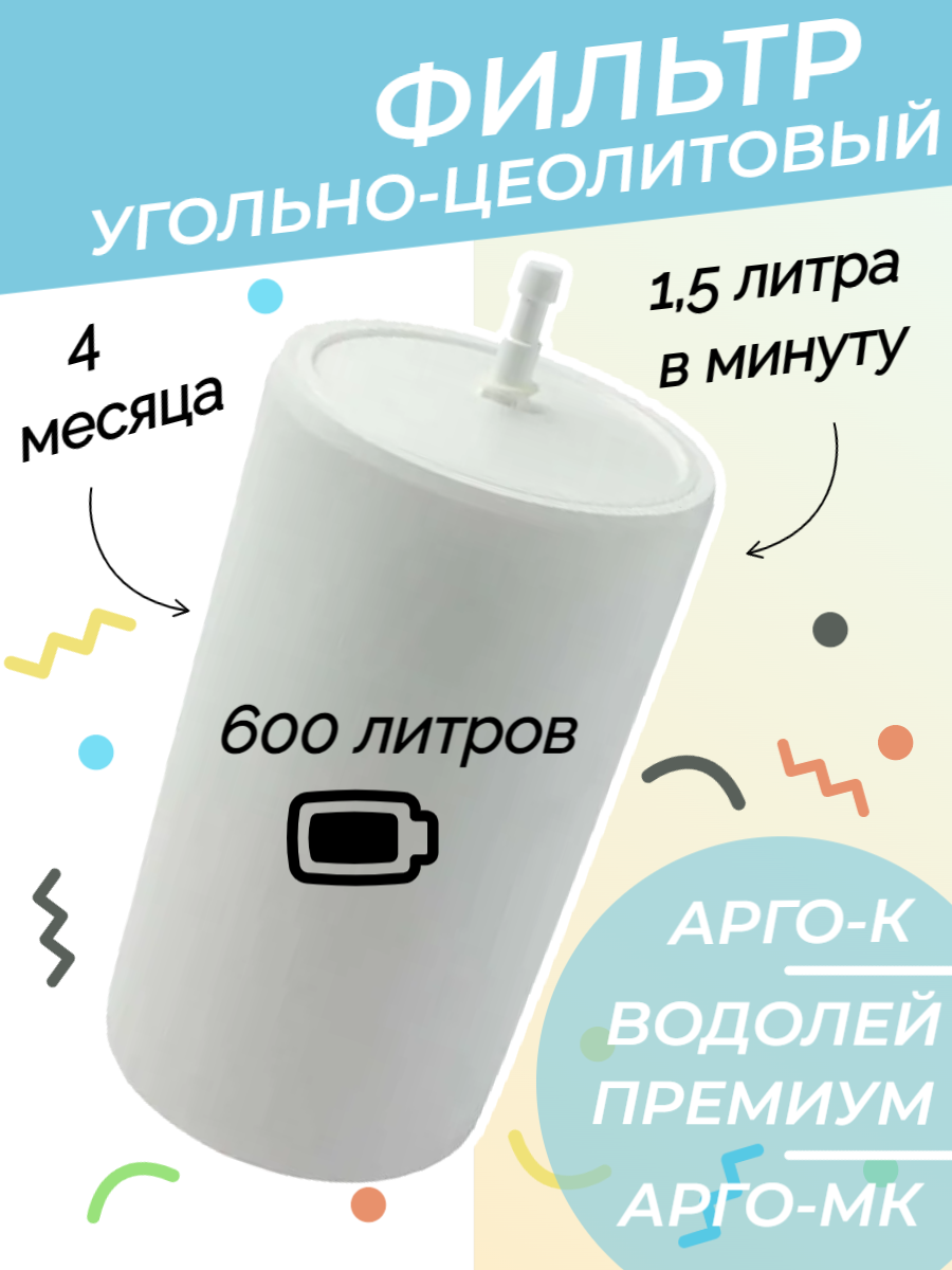 Картридж угольно-цеолитовый для фильтра Арго-К, Арго-МК, Водолей Премиум