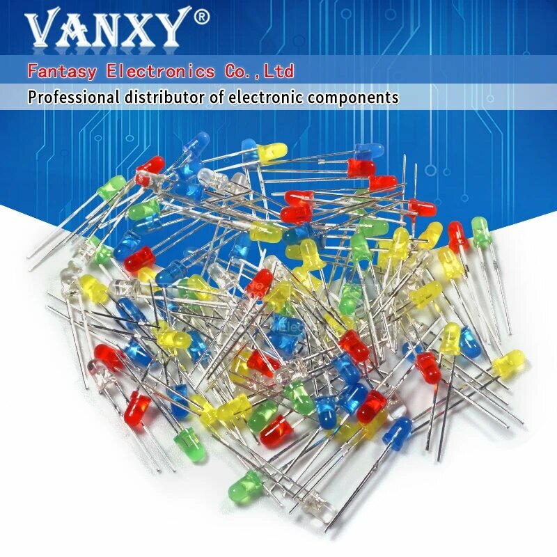 Набор диодов Vanxy 100 шт, 3 мм, разноцветный