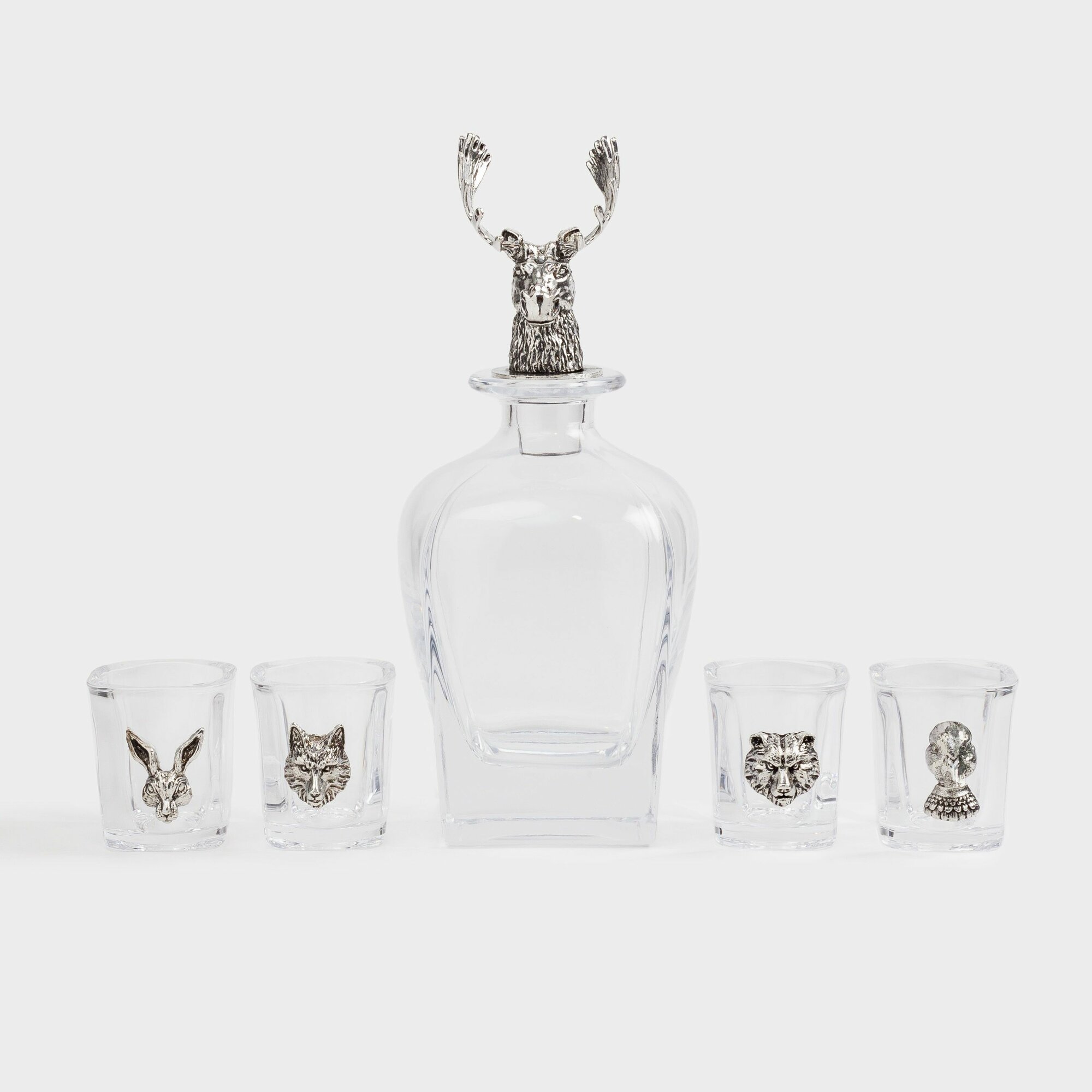 Набор для водки 4 перс 5 пр графин/стопки стекло/металл Лесные животные Lux elements