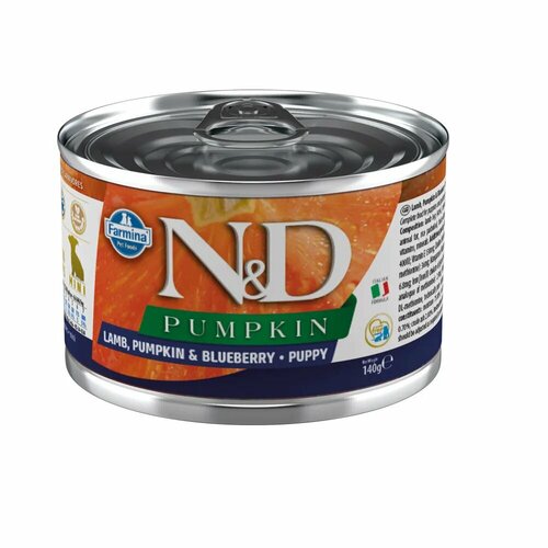 Корм для щенков Farmina N&D Pumpkin, , ягненок, с тыквой, с черникой 1 уп. х 1 шт. х 140 г