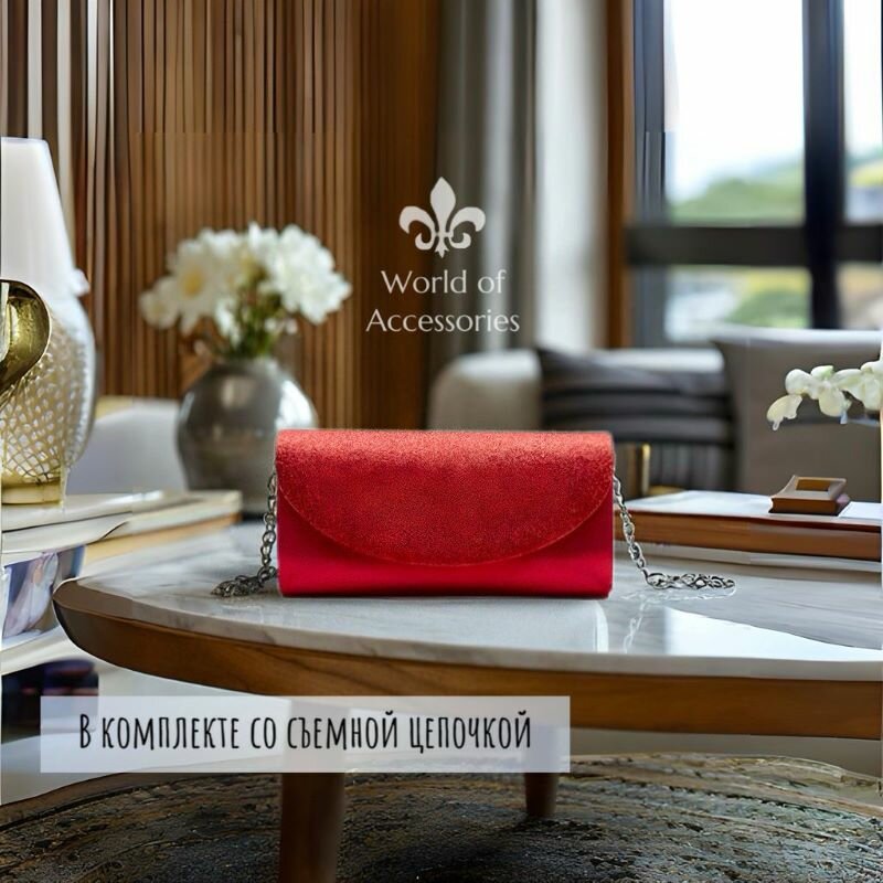 Сумка клатч World of Accessories, фактура зернистая, красный — фото 1