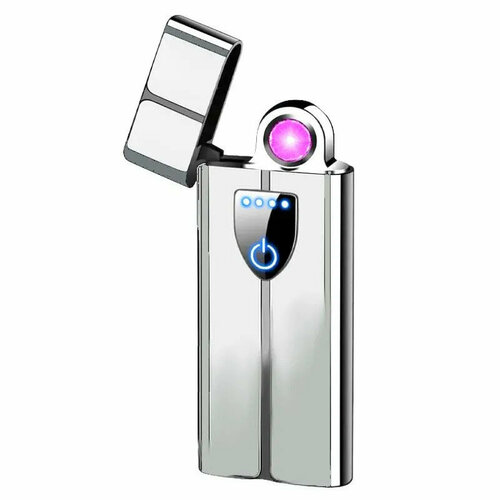 USB зажигалка с вращающимся кольцом плазмы, серебристая