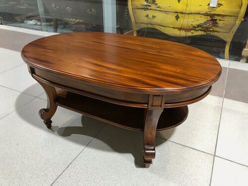 Изображение товара Стол журнальный DOMKORLEONE из красного дерева (mahogany wood), овальный, CTOP-M, цвет орех NAA (светло-коричневый)