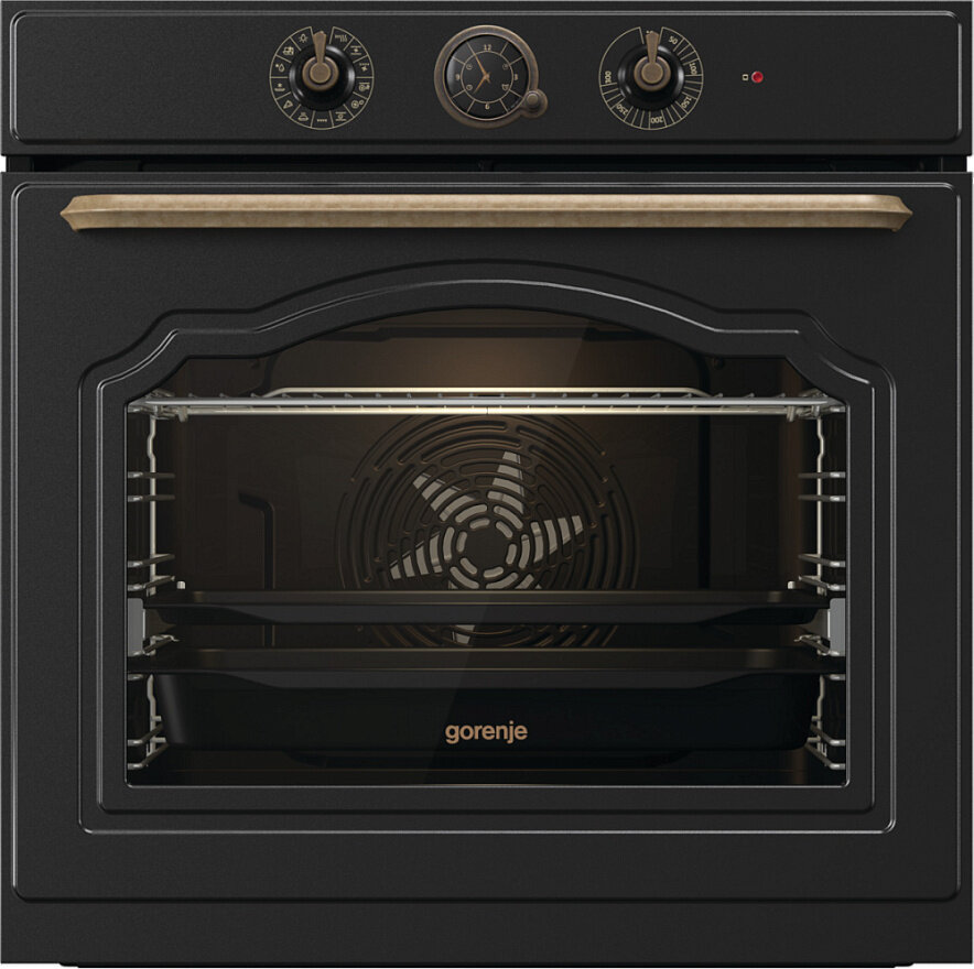 Духовой шкаф Gorenje BOS67372CLB черный, электрическая духовка, объём 77л, электрический гриль, независимое управление