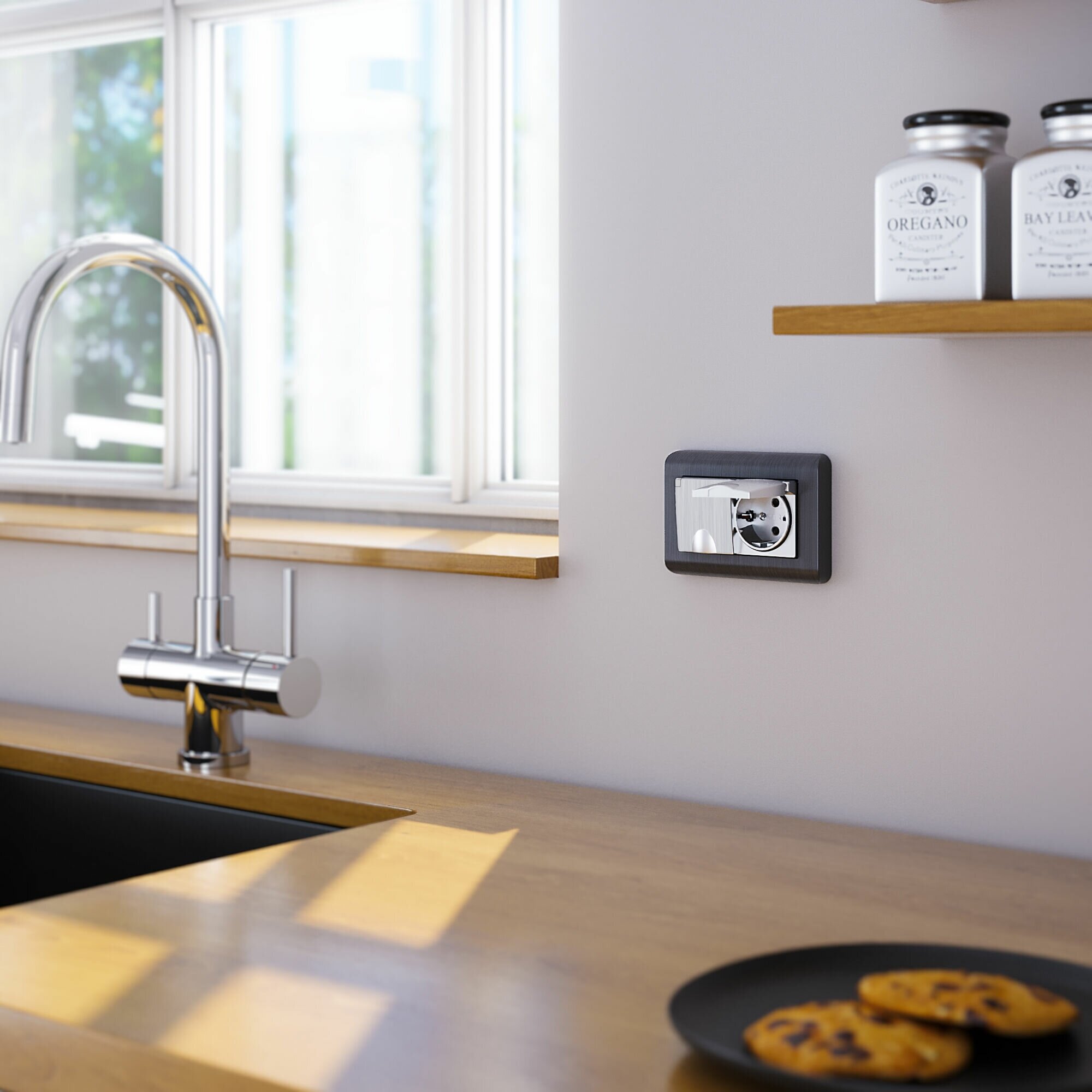 Рамка для двойной розетки Werkel Stream (Графит) — фото 1