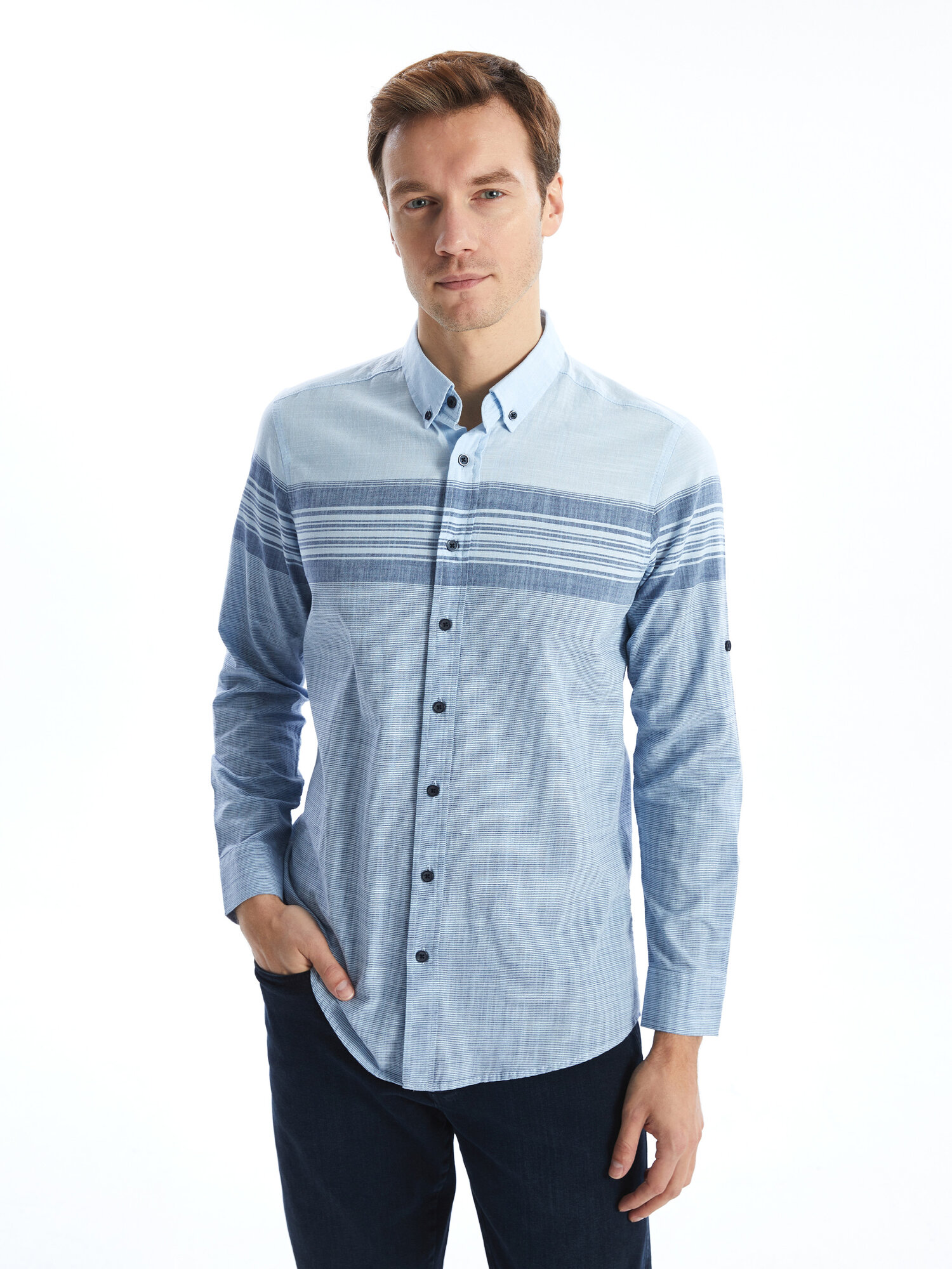 Рубашка LC Waikiki, размер M, blue striped