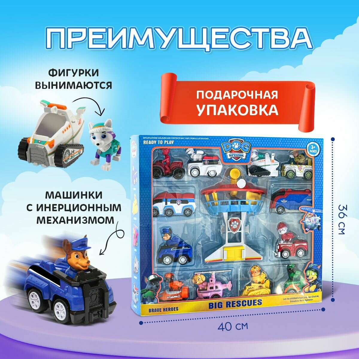 Щенячий патруль игрушки набор машинок / База спасателей — фото 1