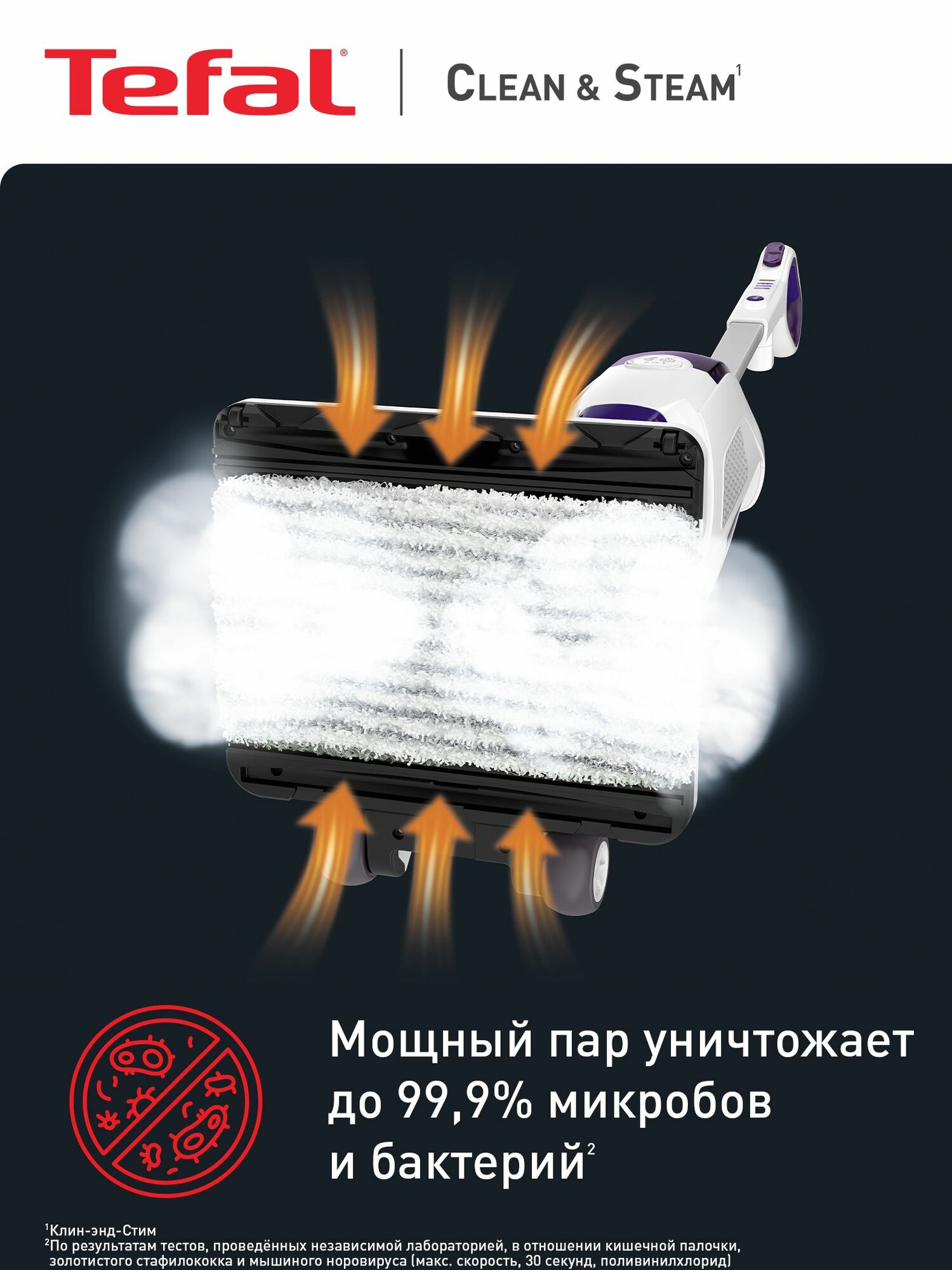 Моющий пылесос Tefal Clean&Steam VP7751WH, с сухой и влажной уборкой, 1500 Вт, белый — фото 1