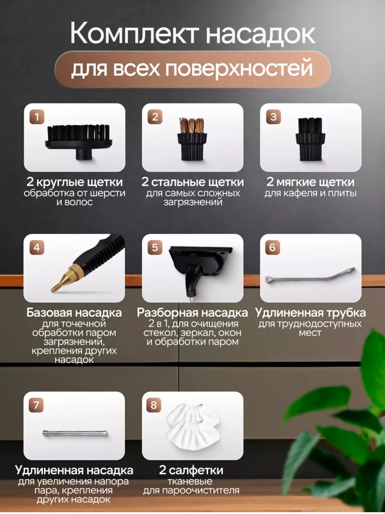 Пароочиститель для уборки дома, расширенный набор состоит из 18 предметов — фото 1