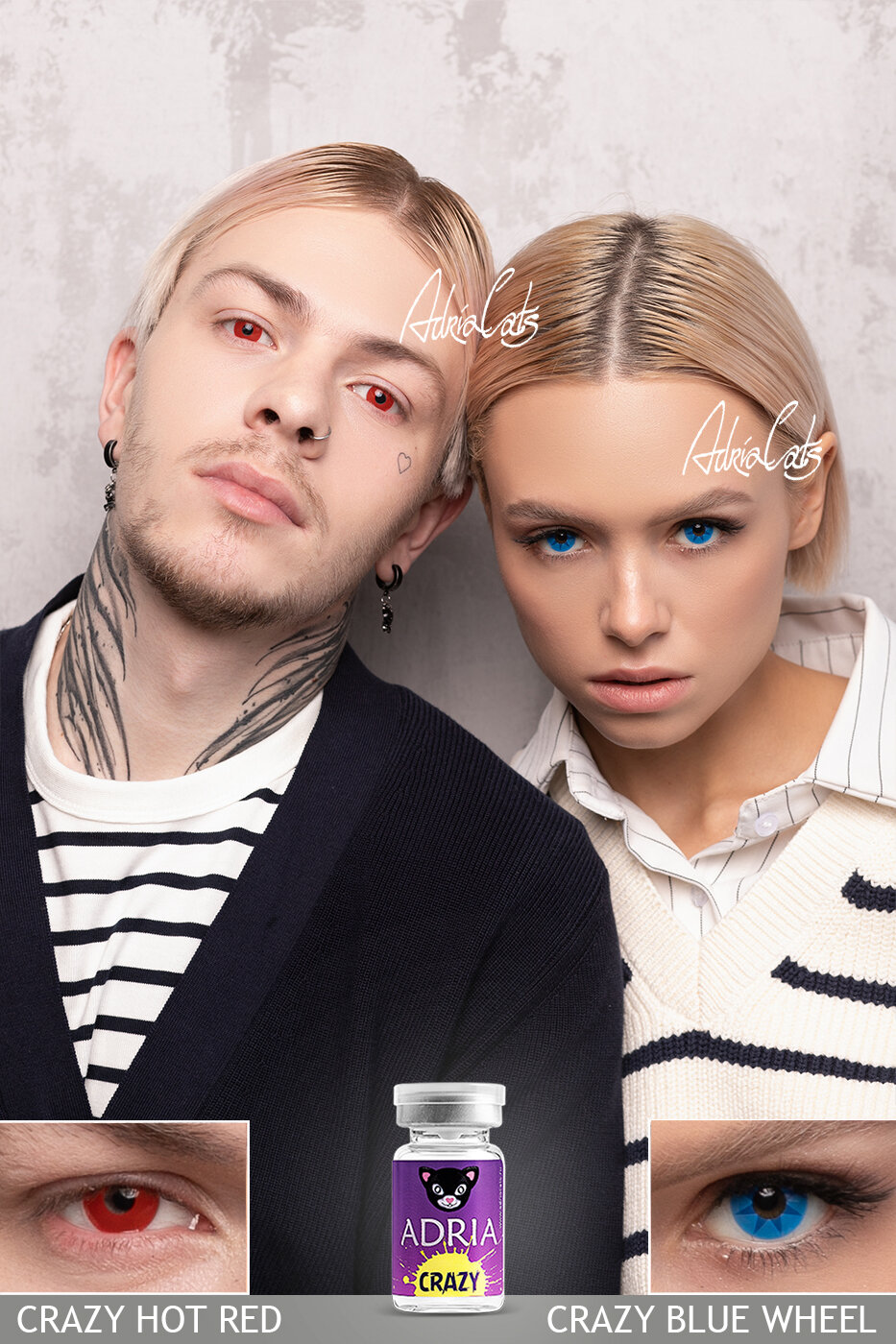 Изображение Контактные линзы цветные ADRIA, Adria Crazy, Квартальные, BLUE WHEEL, -0,00 / 14 / 8,6 / 1 шт.