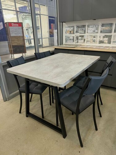 Изображение товара Стол кухонный Орфей 8 раздвижной 105х142 ширина 75 высота 80 см, цемент светлый опоры в стиле лофт