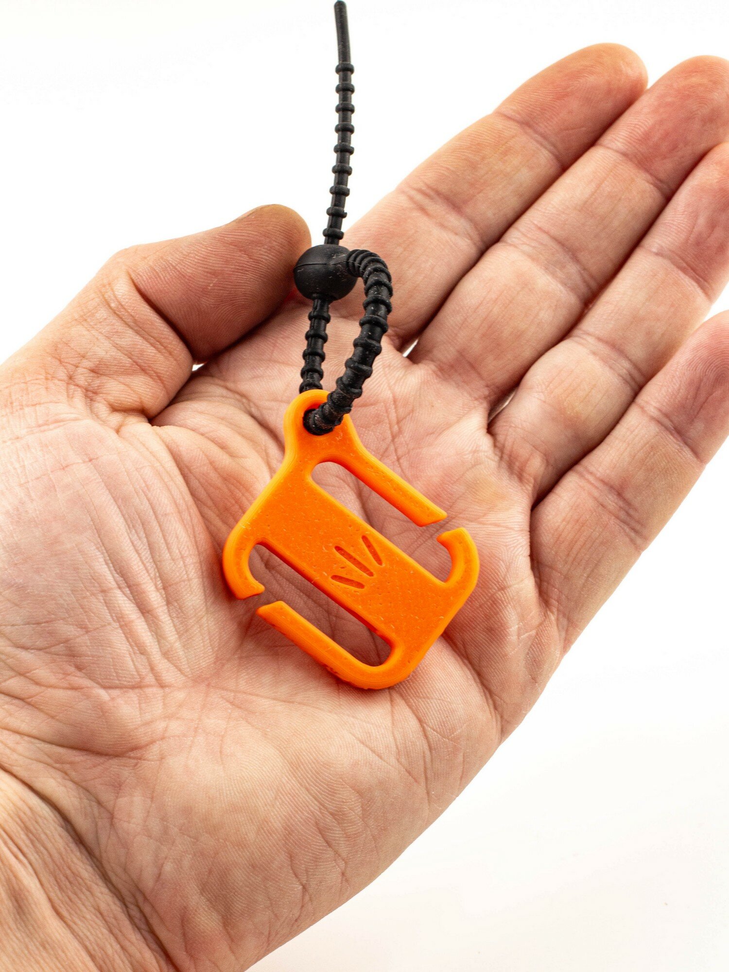 Сигнальный свисток в форме пряжки-двухщелевки с креплением кольцом (оранжевый)