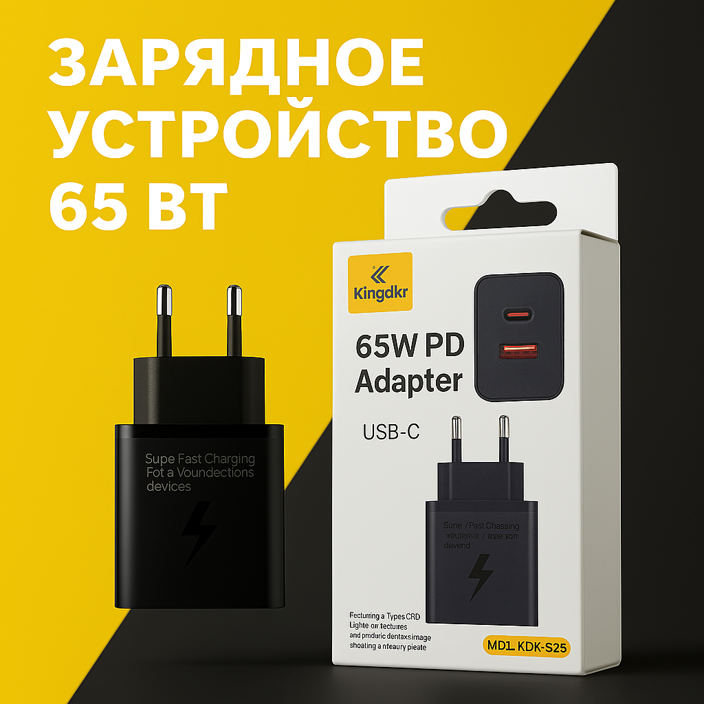 Зарядное устройство 65 Вт Kingdka PD Adapter, USB Type-C, быстрое, оригинальное