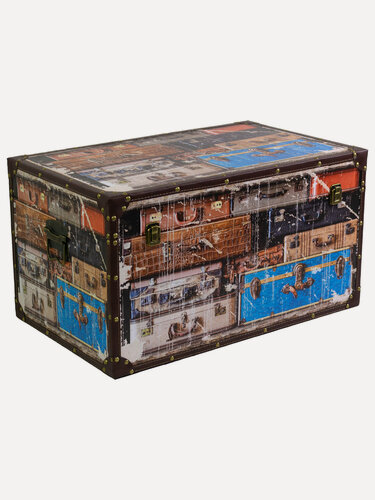 Изображение товара Сундук декоративный "Старинный сундук путешественника", для хранения, МДФ, синий/коричневый, 59х36x32см
