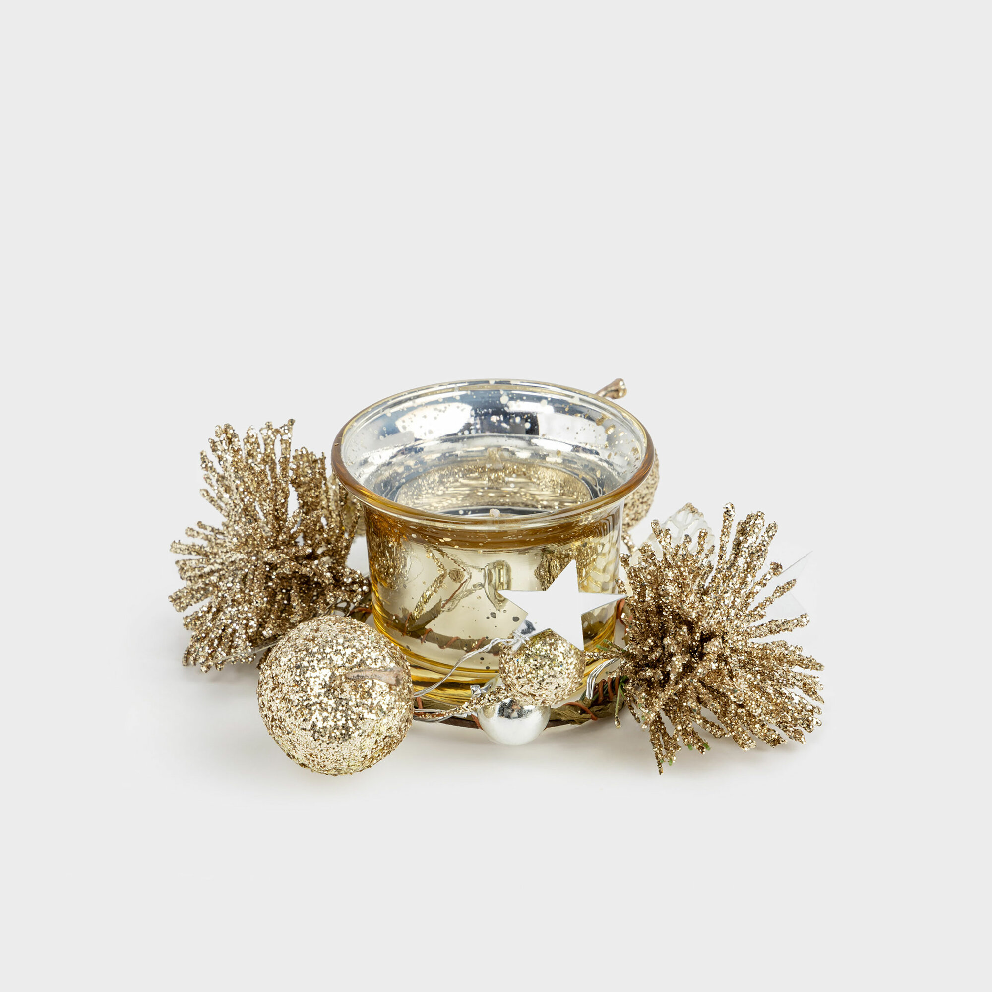 Подсвечник 11x7 см для чайной свечи со свечой шампань Яблоки Apple garden