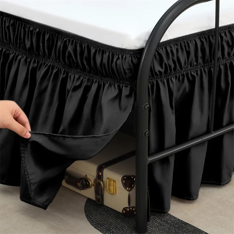 Белые однотонные юбки-подзоры для кровати Aound из полиэстера 140x200x38cm, Black