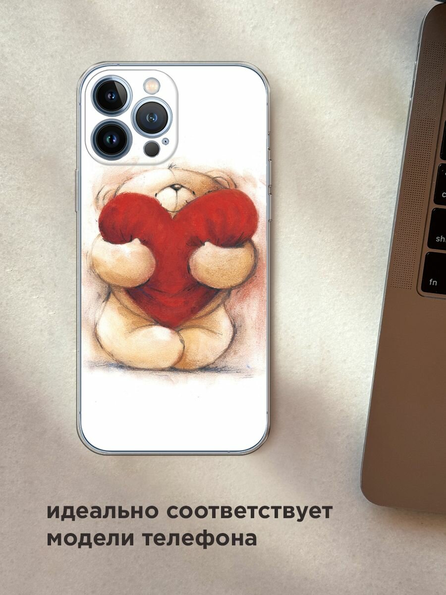 Чехол на Apple iPhone 13 Pro Max / Айфон 13 Про Макс с принтом "Мишка с сердцем 1" — фото 1
