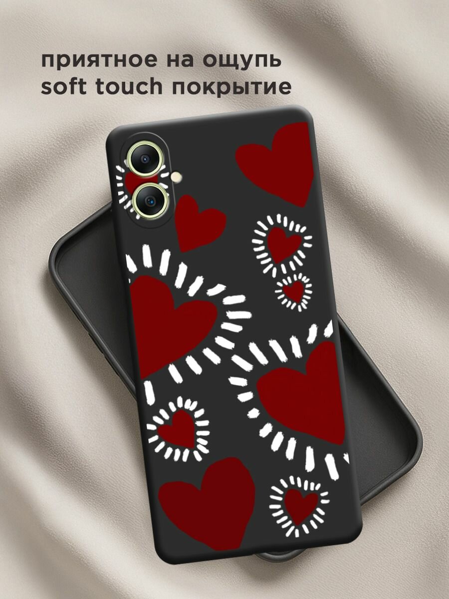 Чехол на Samsung Galaxy A06 / Самсунг А06 с принтом "Бордовые сердца 2" — фото 1