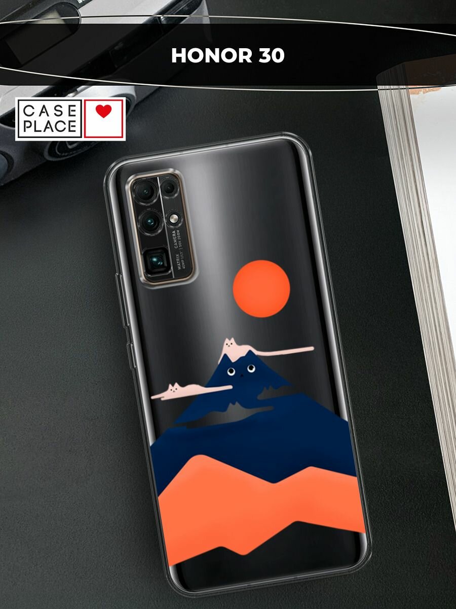 Чехол на Honor 30 / Хонор 30 с принтом "Кот-гора", прозрачный