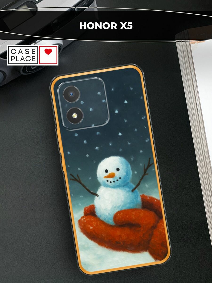 Силиконовый чехол на Honor X5 / Хонор X5 с принтом "Снеговик в руках"