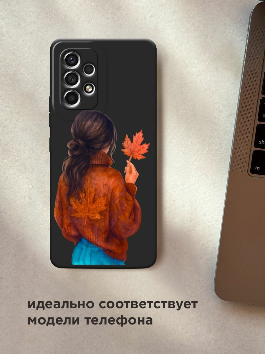 Чехол на Samsung Galaxy A53 / Самсунг Галакси А53 с принтом "Девушка с опавшим листом", прозрачный — фото 1