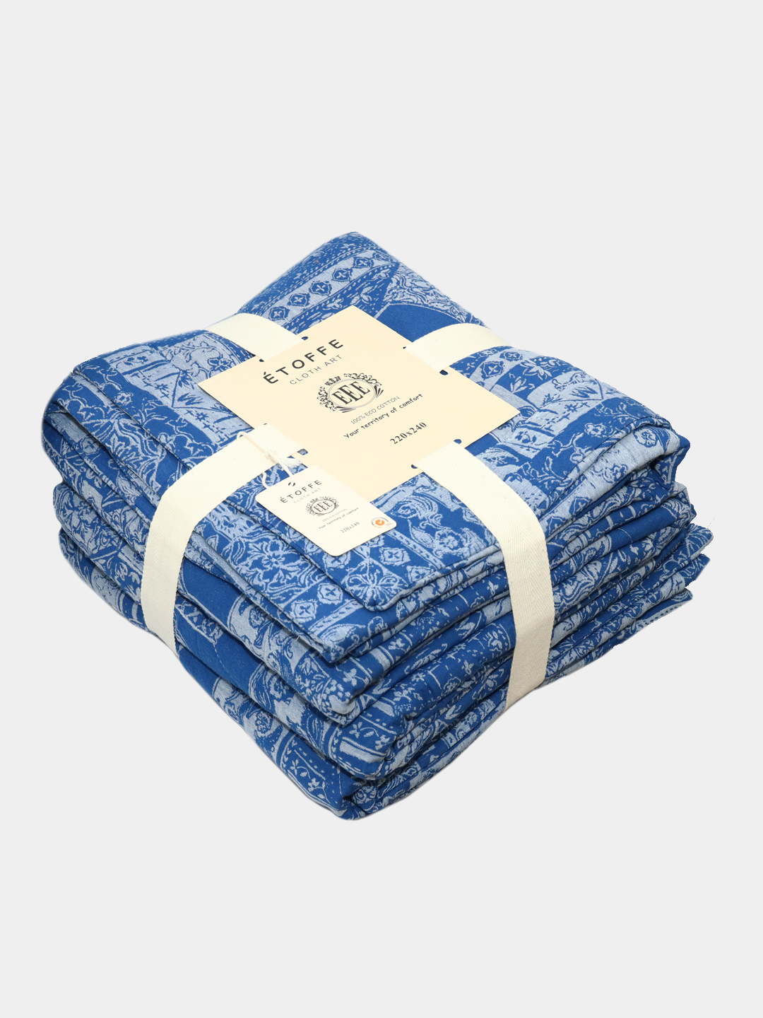 Одеяло, осенняя, двухсторонняя,"ÉTOFFE", 100% хлопок, односпальный, размер 150×200см