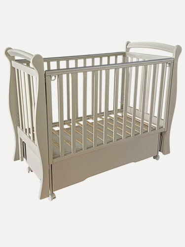 Изображение товара Кроватка детская для новорожденных Антел Julia-1, универсальный маятник, ящик, колеса, массив березы, кашемир