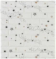 Самоклеящаяся ПВХ 3D-панель для стен в рулоне LAKO DECOR, Детская комната, Звездное небо (белый кирпич), 70x600см, толщина 5мм
