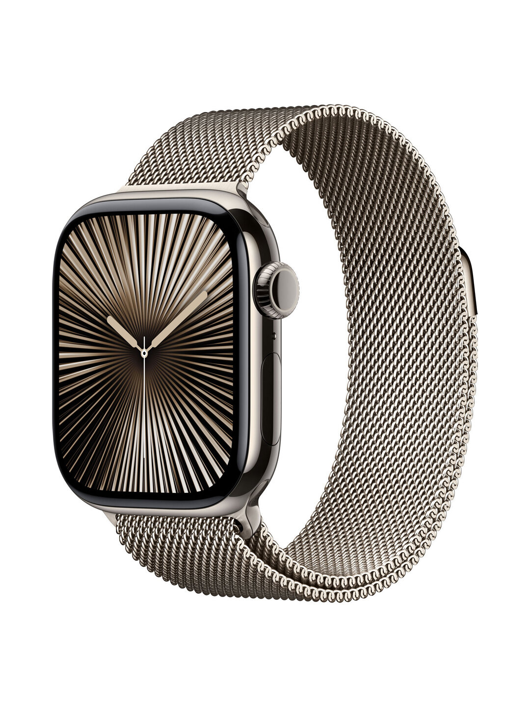 Умные часы Apple Watch Series 10 46 мм из титана натурального цвета, миланский сетчатый браслет натурального цвета (S/M)