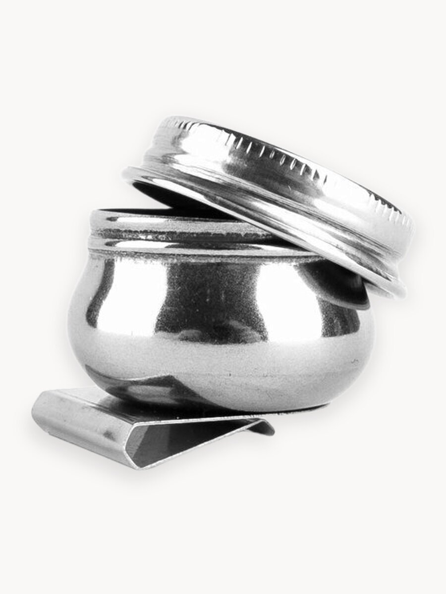 Масленка металлическая с крышкой (диаметр 3,6 см, высота 2,7 см)