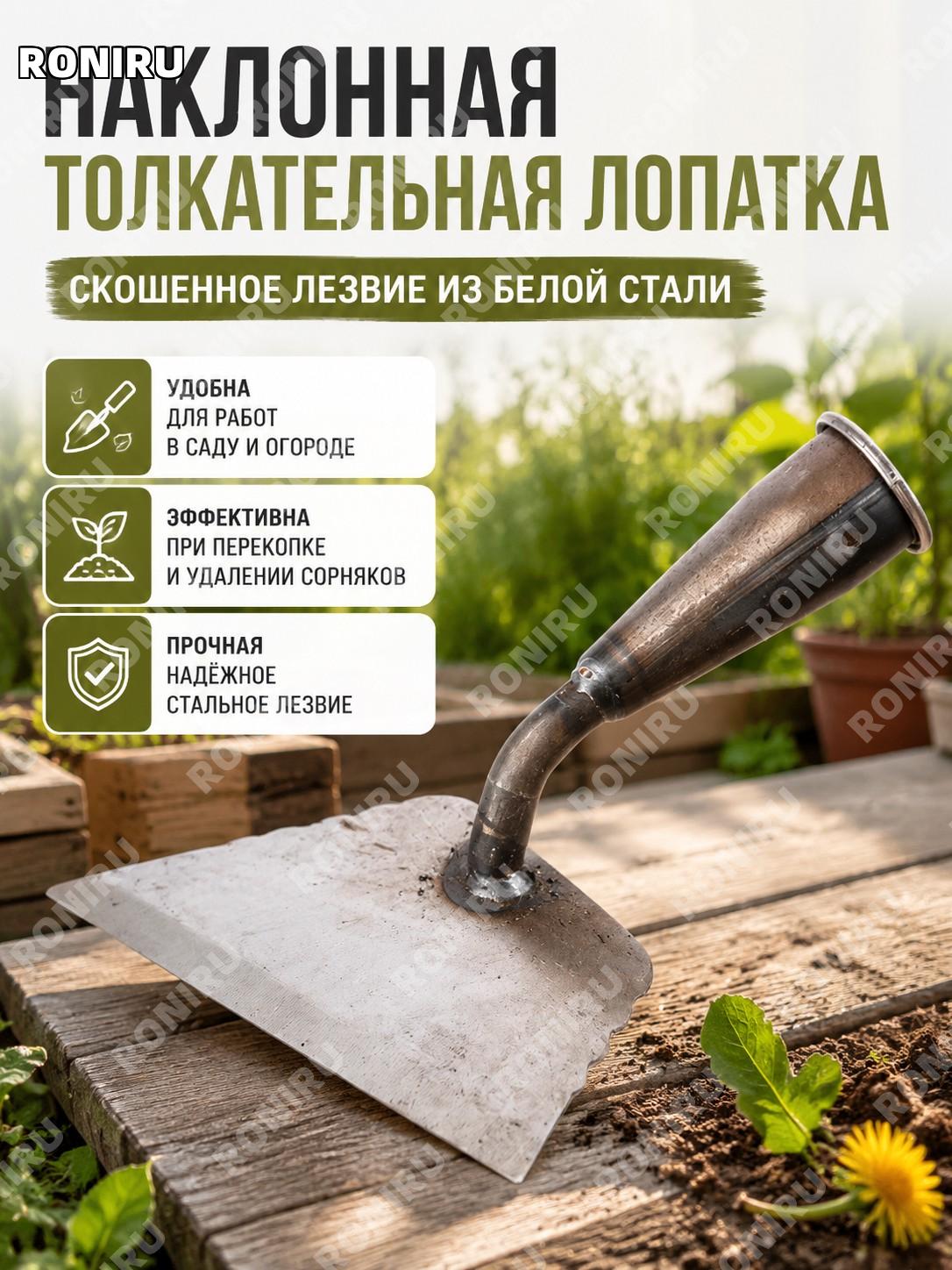 Насадка-головка скошенная для садового инструмента белая сталь для огорода и работ с грунтом ручного типа садовая
