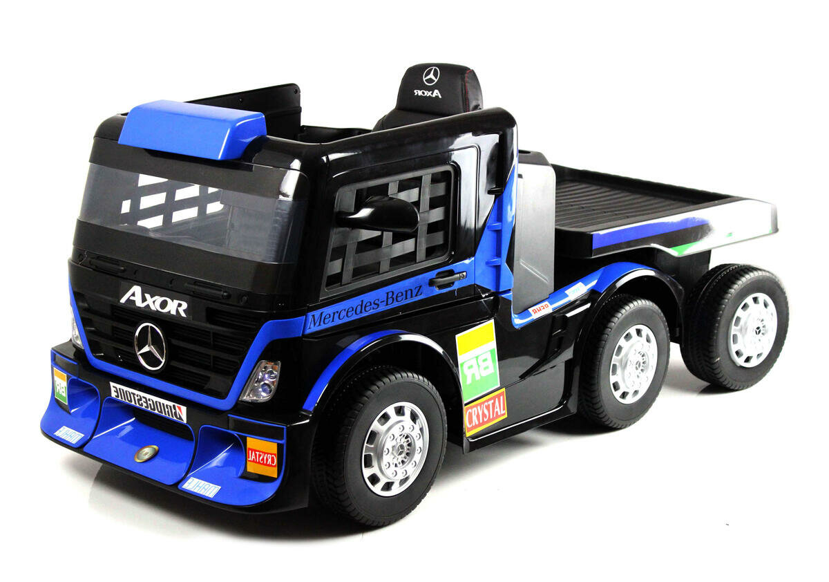Детский электромобиль Mercedes-Benz Axor с прицепом (H777HH) темно-синий (RiverToys)
