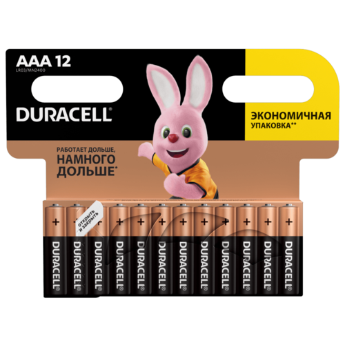 Батарейки щелочные (алкалиновые) Duracell ААA 1.5V 12шт (мизинчиковые)