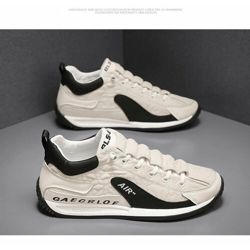 Кроссовки Wangdu County Qian Zun Trade, размер 40, бежевый дышащая нескользящая прочная и легкая мужская повседневная спортивная обувь белый