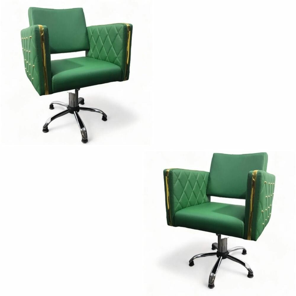 Парикмахерское кресло "Гринвич", Зеленый, Гидравлика пятилучье, 2 кресла