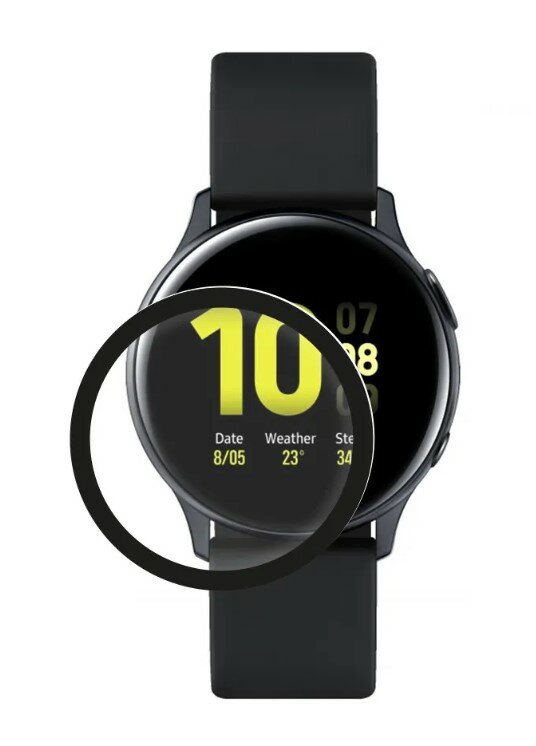 Защитное стекло на Часы Samsung Galaxy Watch Active (SM-500)/Watch Active 2, 40 mm, черное