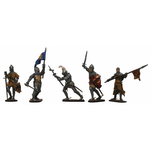 рыцари и воины Английские средневековые рыцари и воины №1НВ (5 п1) набор оловянных солдатиков полуколлекционный покрас в картонной коробке