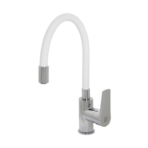 Смеситель для кухни SATO KK060569-w с белым гибким изливом