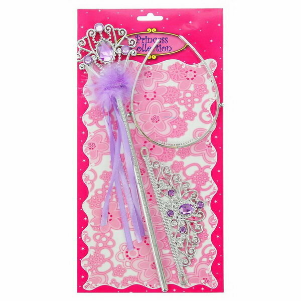Карнавальный набор "Принцесса" 2 предмета: корона, жезл с камнями, цвет фиолетовый 3053494