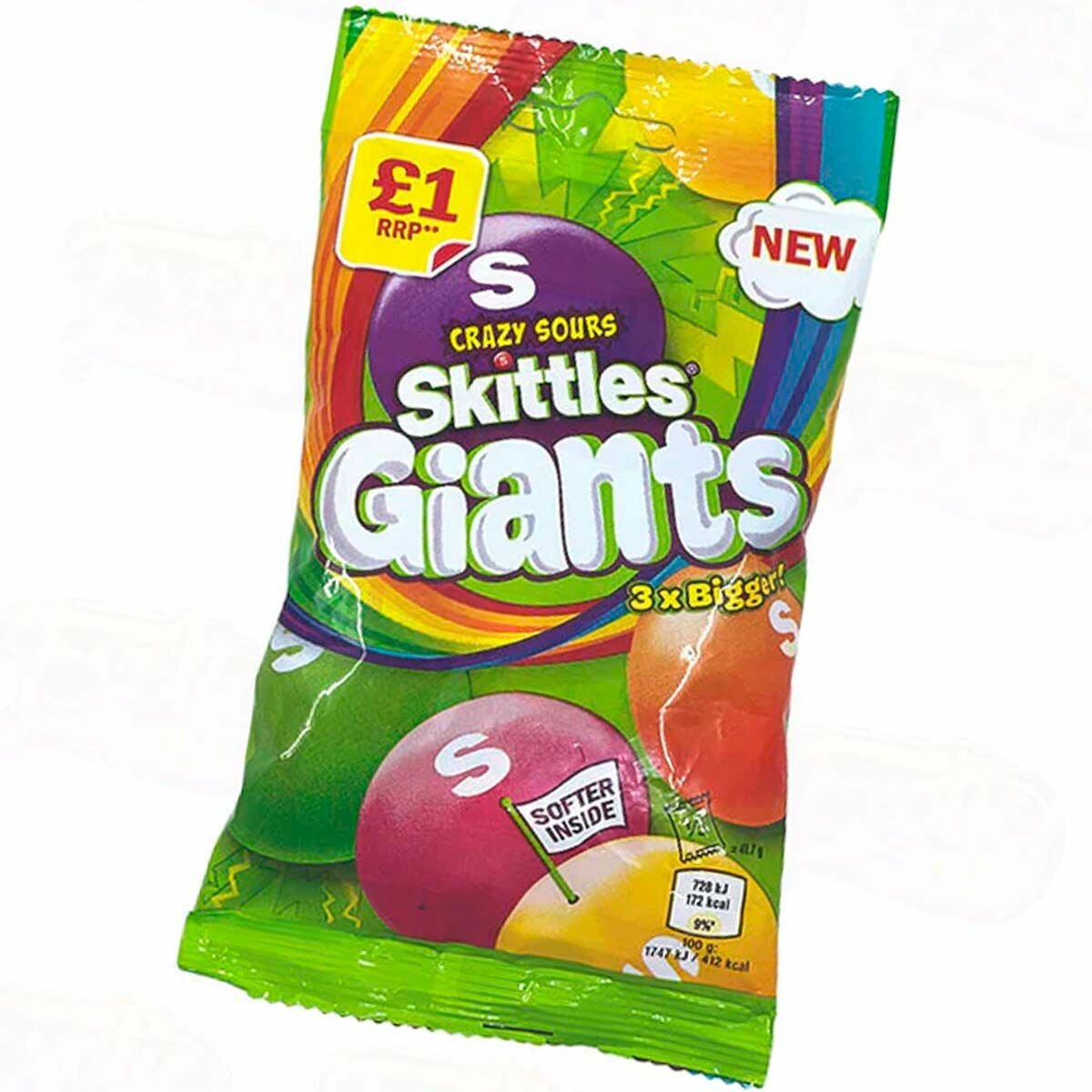 Кислые гигантские драже Skittles Giants Crazy Sours (Ирландия), 116 г - фотография № 3
