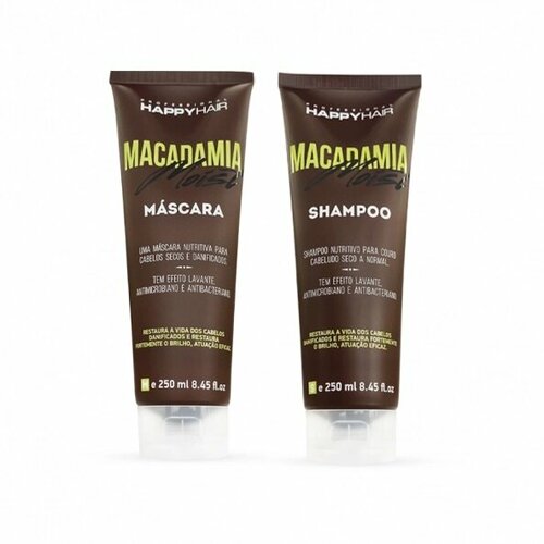 Набор Happy Hair Macadamia Moist шампунь + маска без SLS/SLES 250/250 мл маска happy hair macadamia moist без sls sles 250 мл набор саше 10 шт х 10 мл