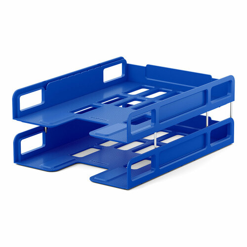 Набор из 2 пластиковых лотков-трансформеров для бумаг ErichKrause® Techno, Classic, синий 55556