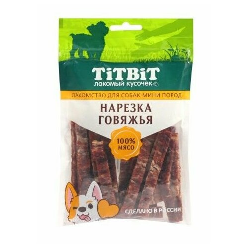 TiTBiT Для собак мини пород Нарезка говяжья 0,07 кг 61049 (2 шт) корейка бк пф нарезка шт 0 6 кг
