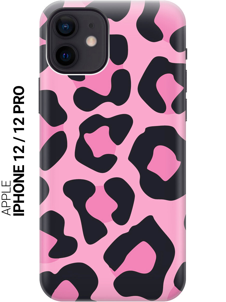 Силиконовый чехол на Apple iPhone 12 / 12 Pro / Эпл Айфон 12 / 12 Про с рисунком "Паттерн розовый леопард"